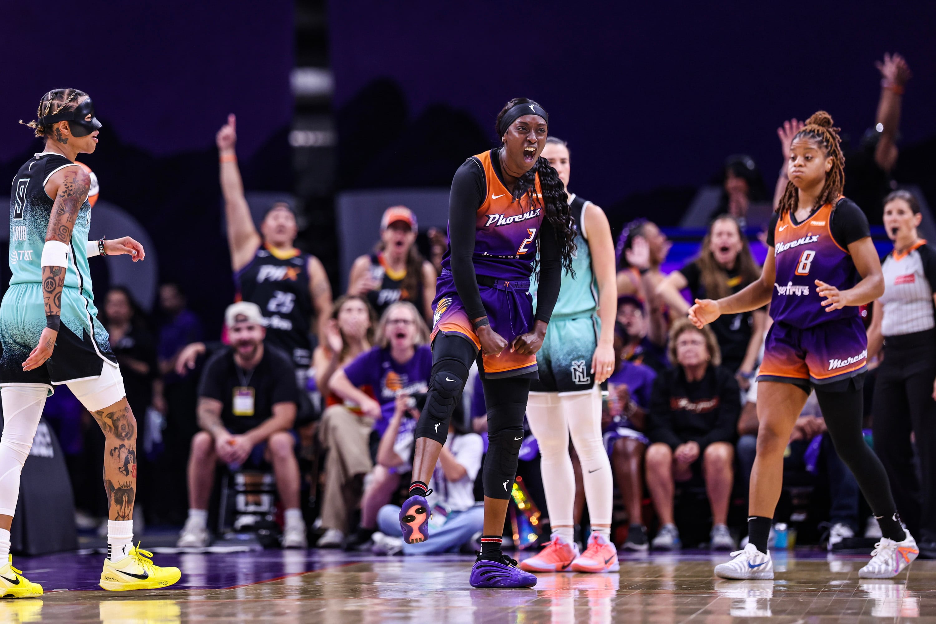 Kahleah Copper #2 of the Phoenix Mercury celebrates