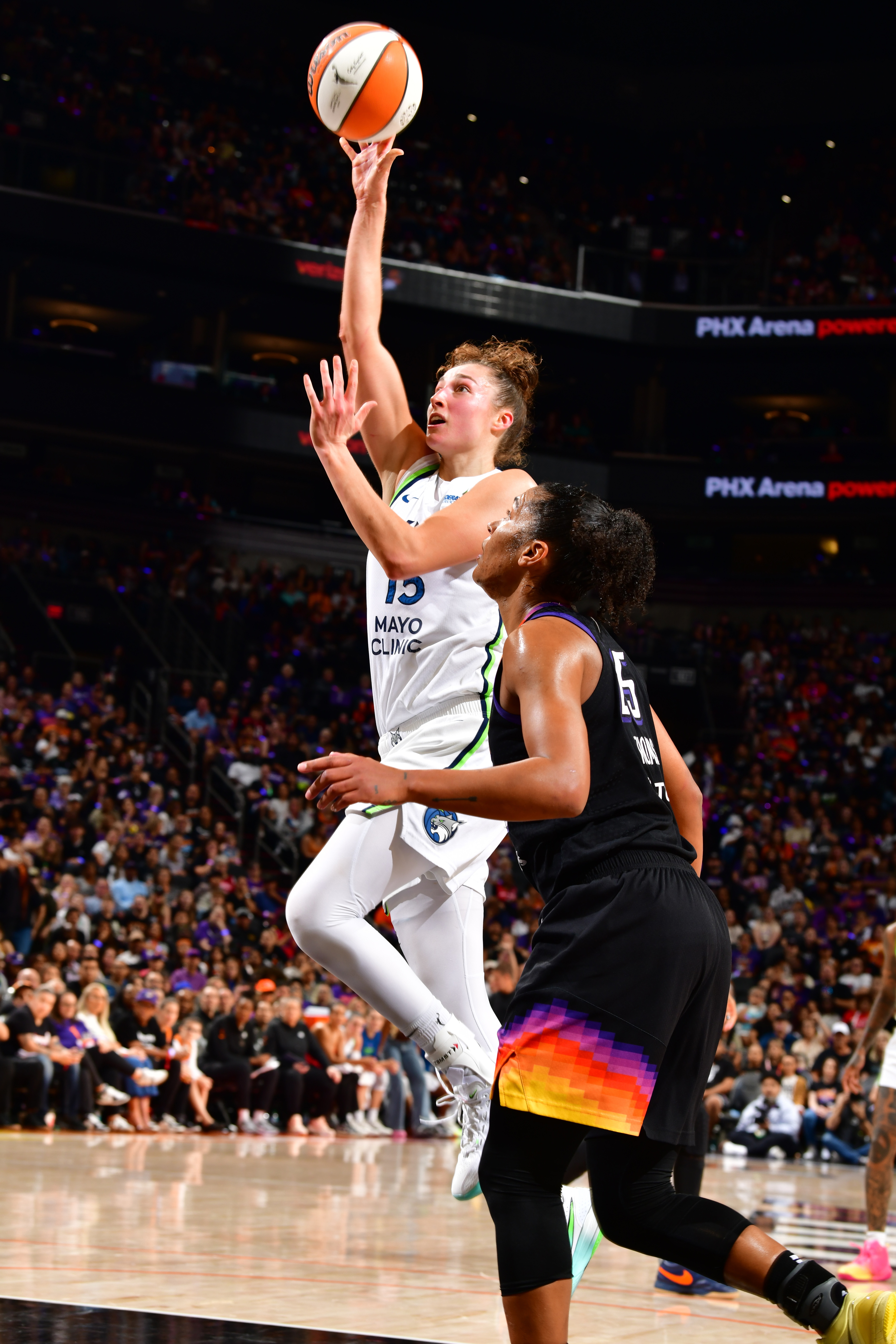 Jessica Shepard #15 of the Minnesota Lynx shoots the ball during the game against the Phoenix Mercury