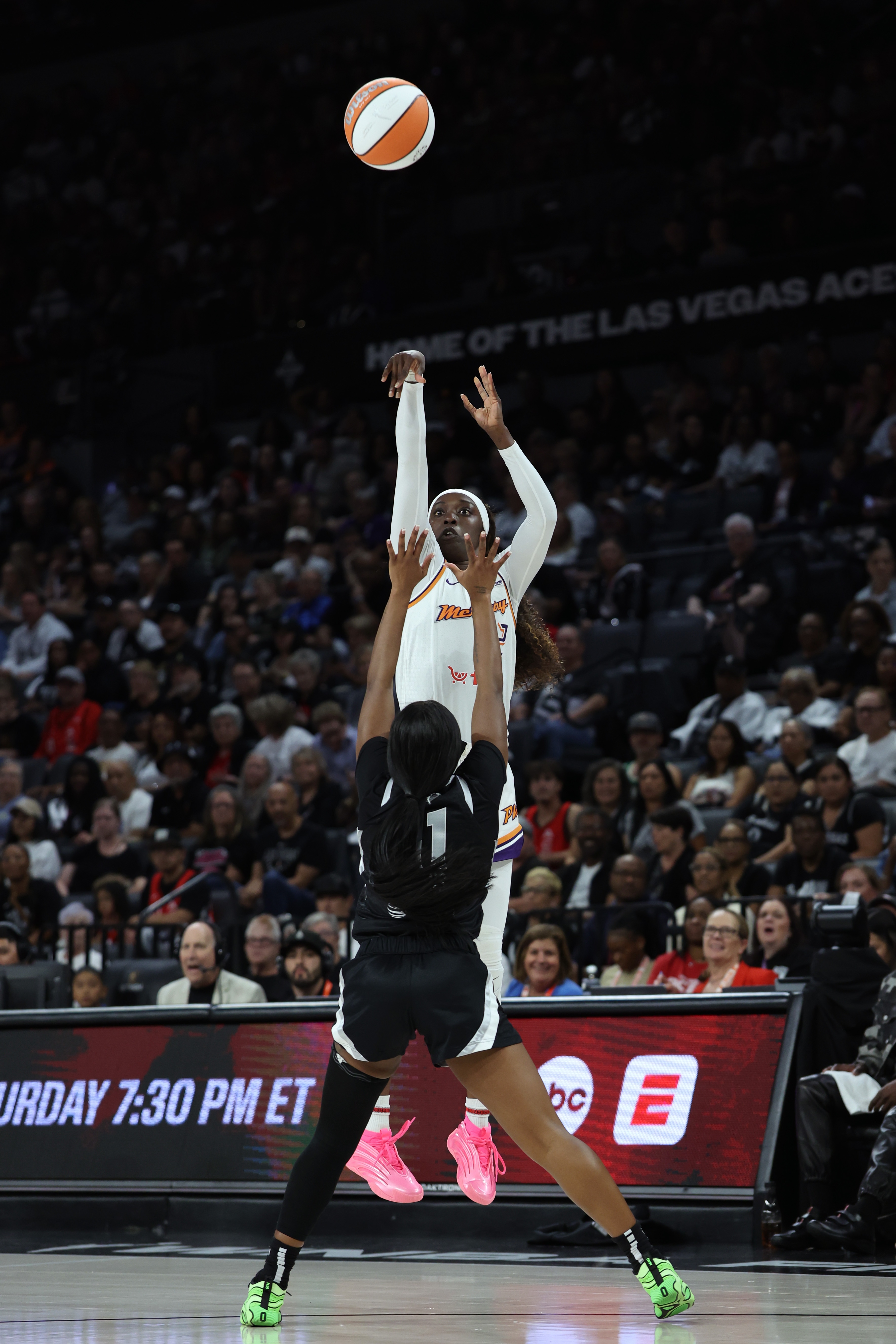 Kahleah Copper #2 of the Phoenix Mercury shoots a three point basket during the game against the Las Vegas Aces