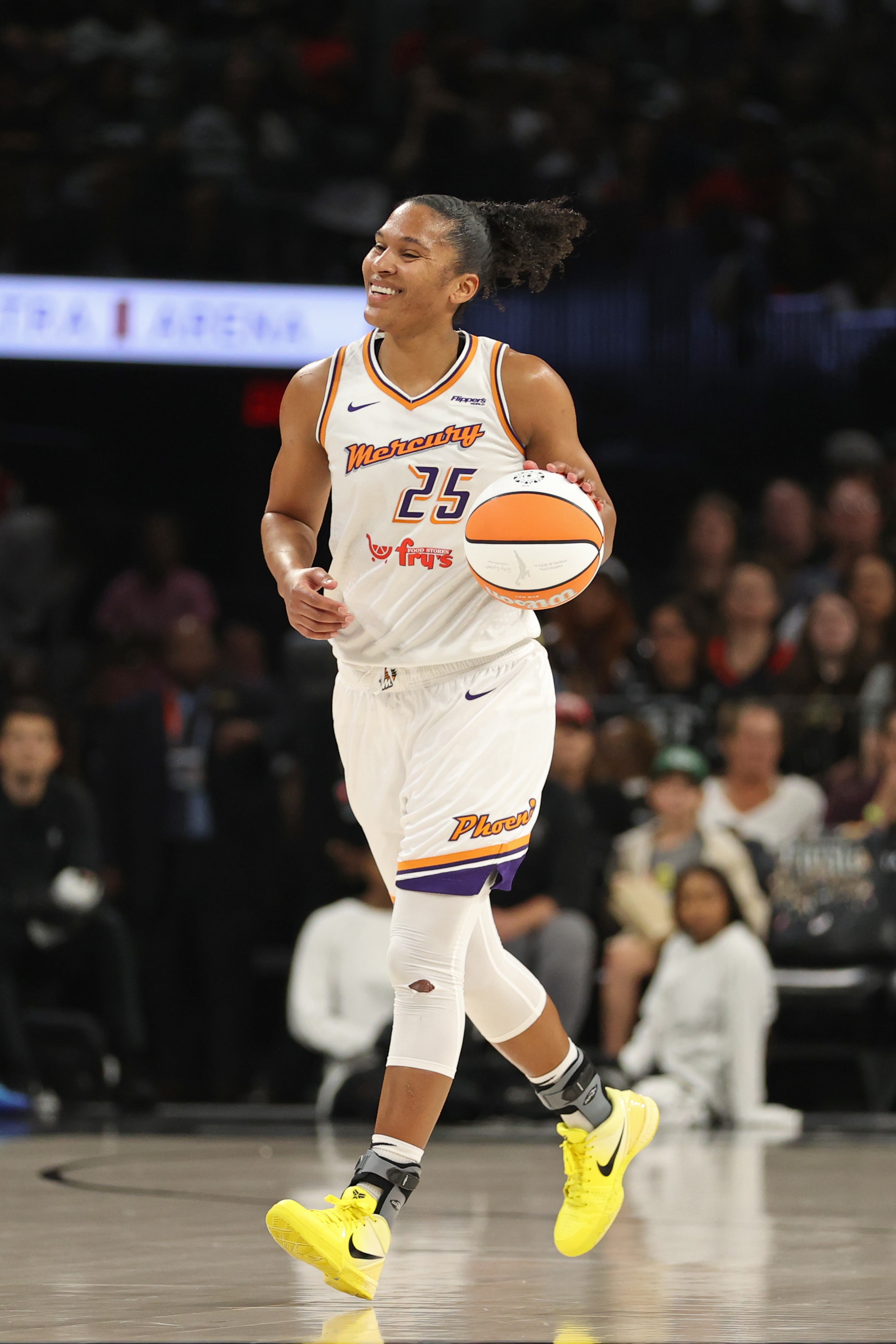 Alyssa Thomas #25 of the Phoenix Mercury smiles during the game against the Las Vegas Aces