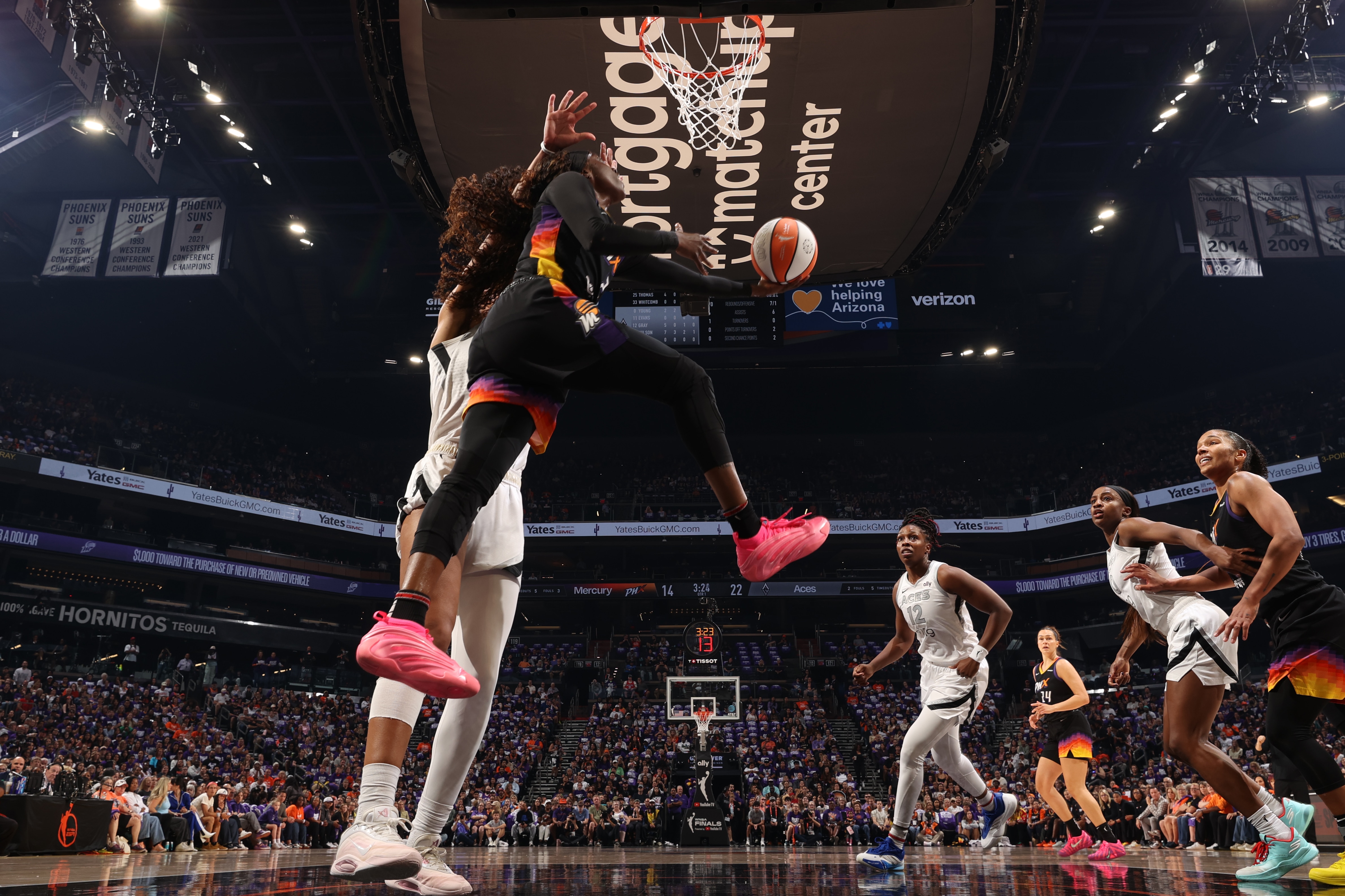 Kahleah Copper #2 of the Phoenix Mercury drives to the basket during the game