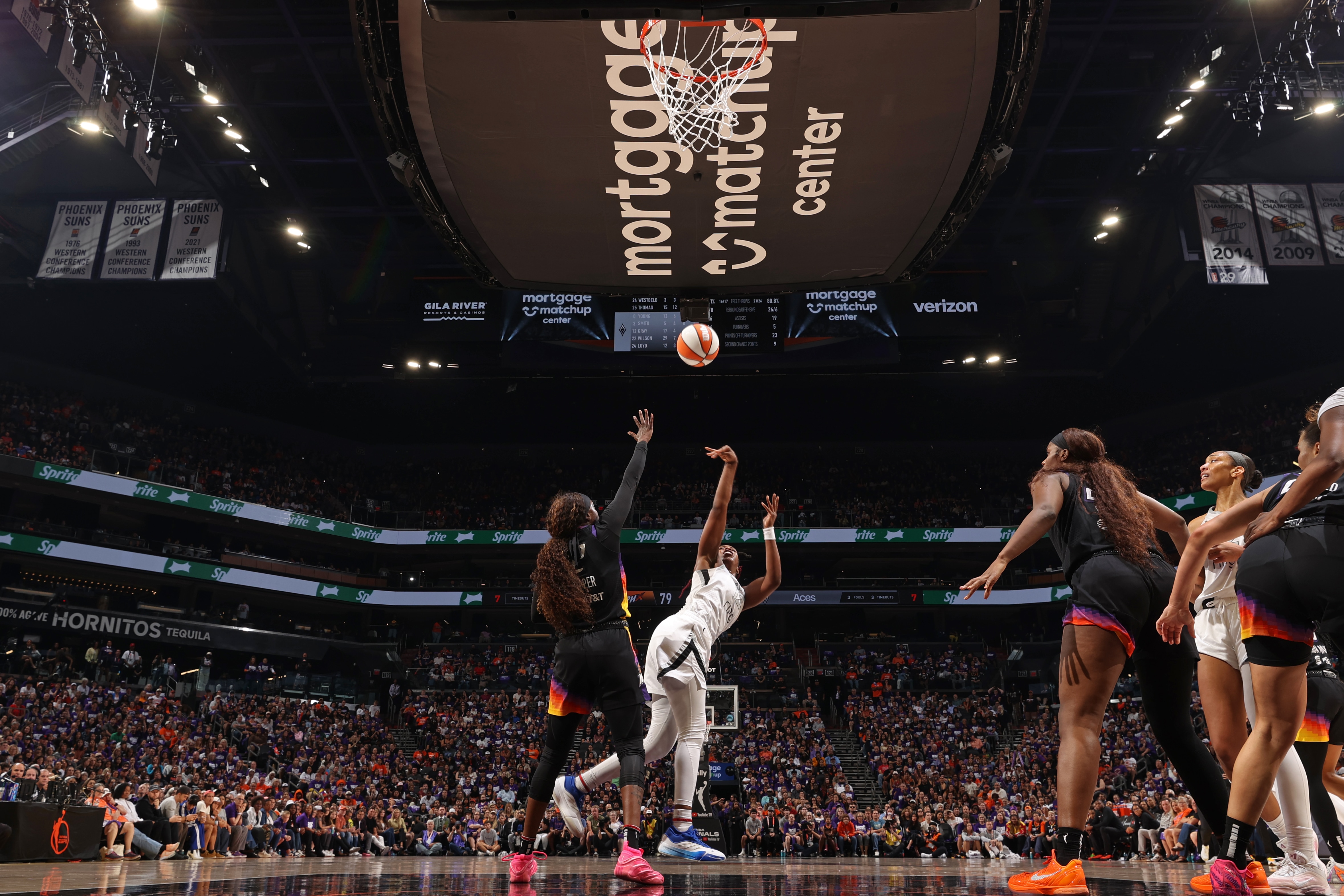Chelsea Gray #12 of the Las Vegas Aces shoots the ball during the game against the Phoenix Mercury