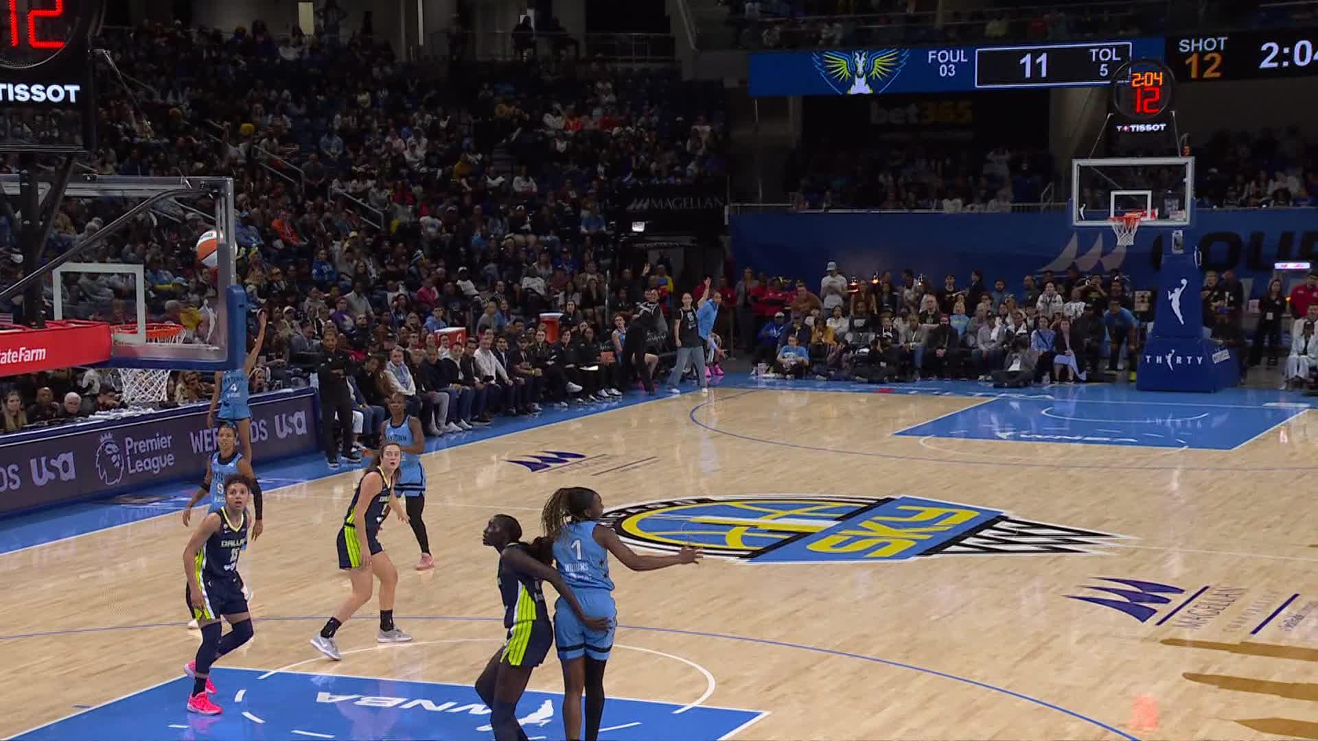 Rachel Banham scores and draws the foul