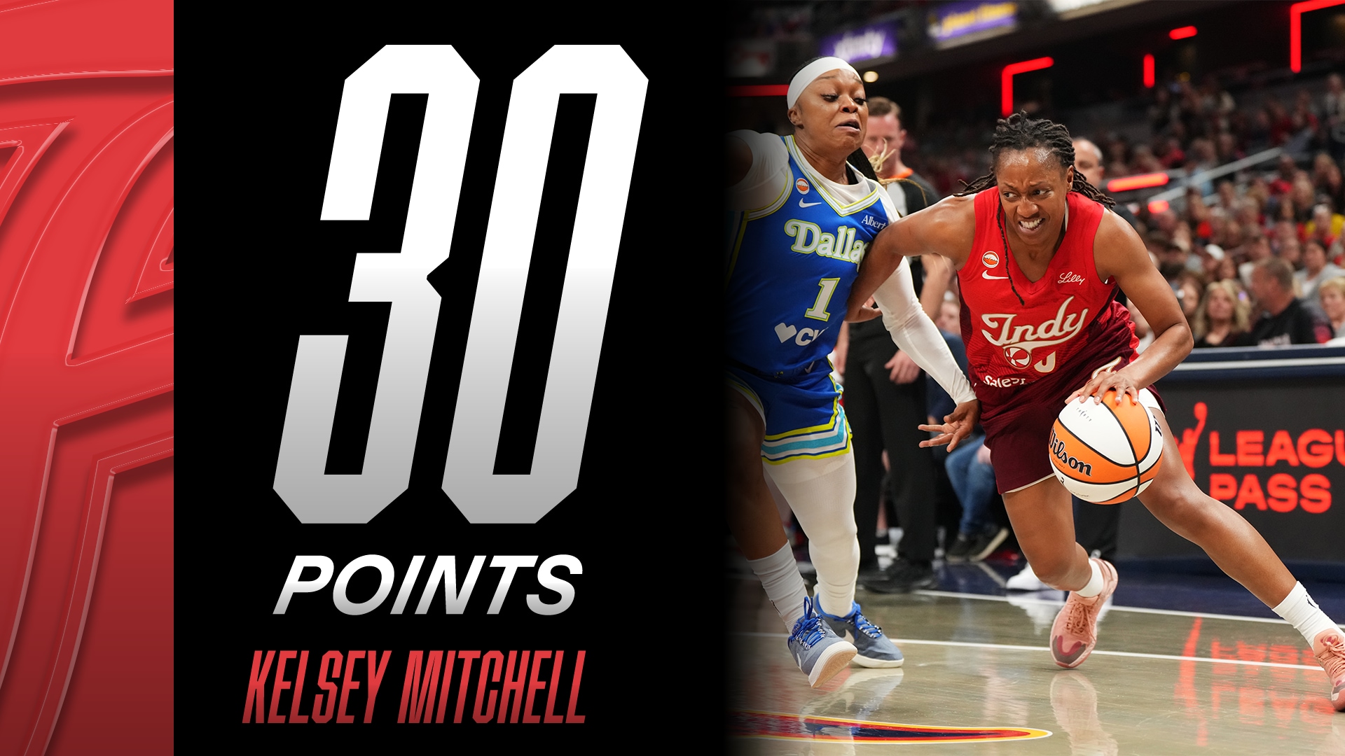 Kelsey Mitchell with 30 Pts vs. Dallas Wings