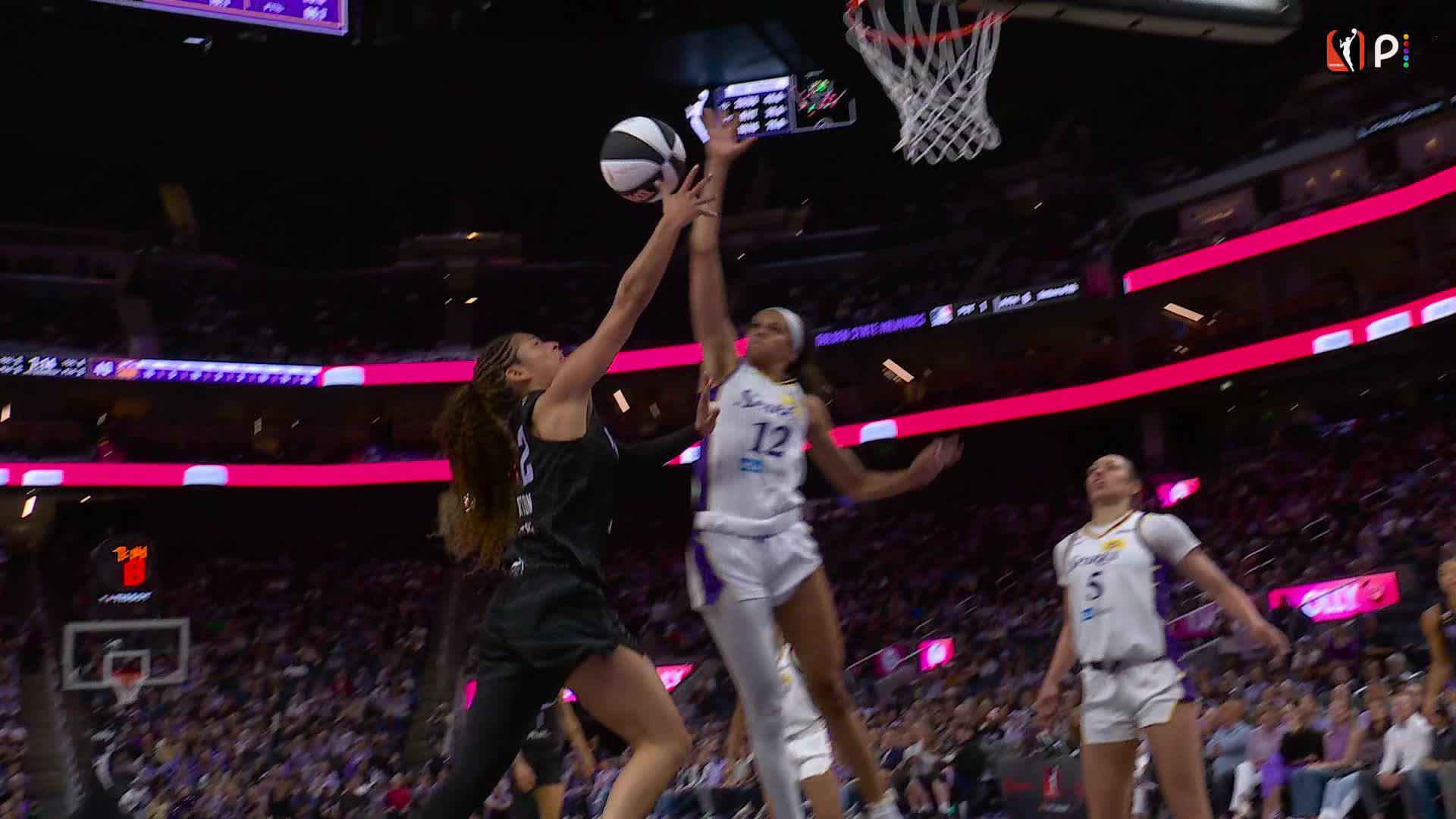 Rae Burrell with one of the day's best blocks