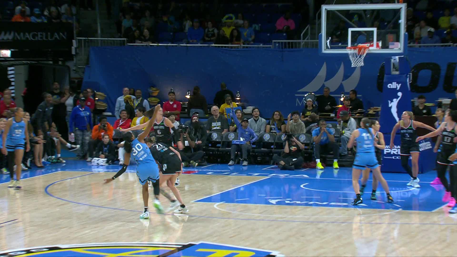 Azurá Stevens scores and draws the foul