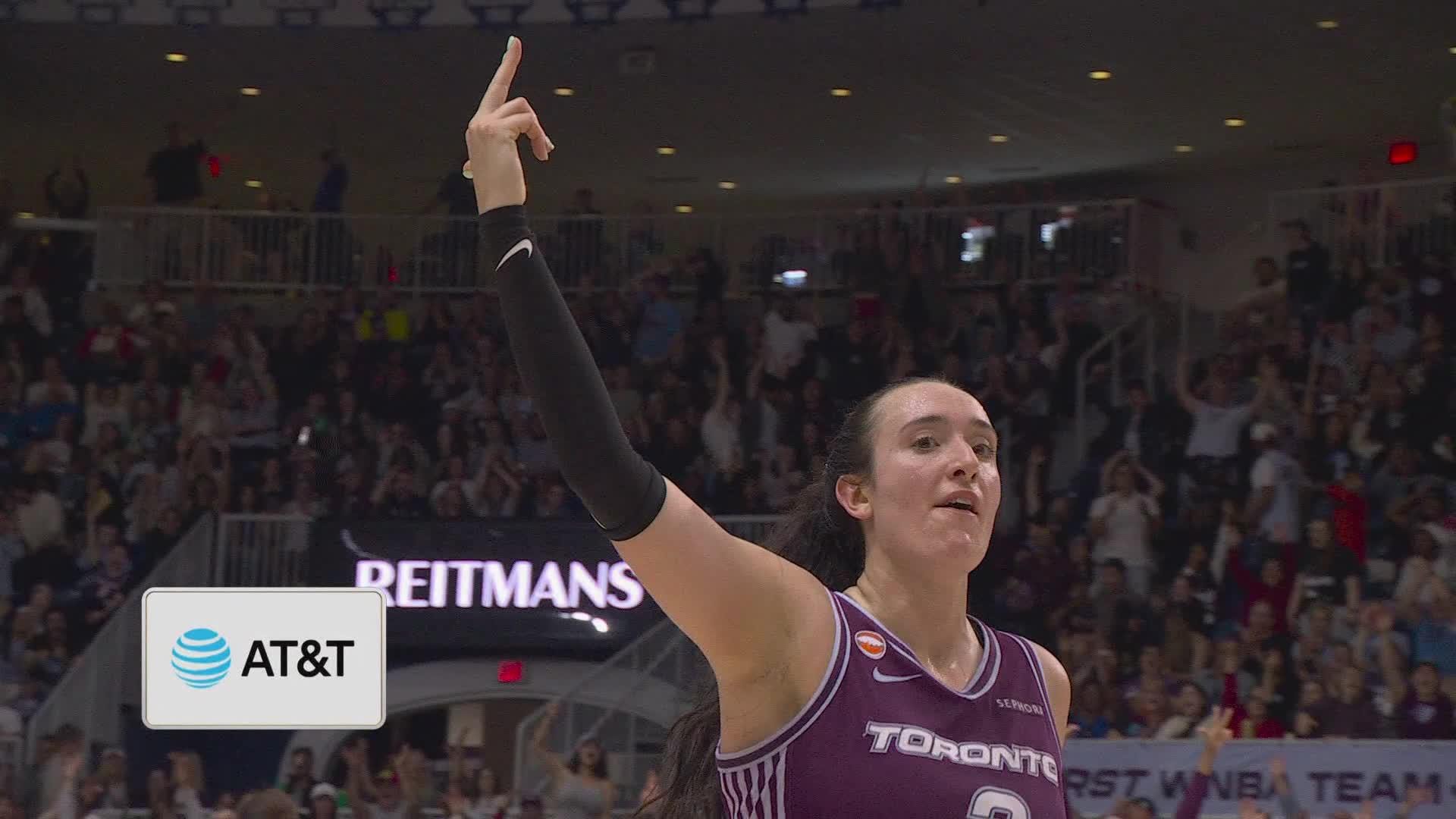 Marina Mabrey #3 Toronto Tempo celebrates vs Los Angeles Sparks, June 25 2026