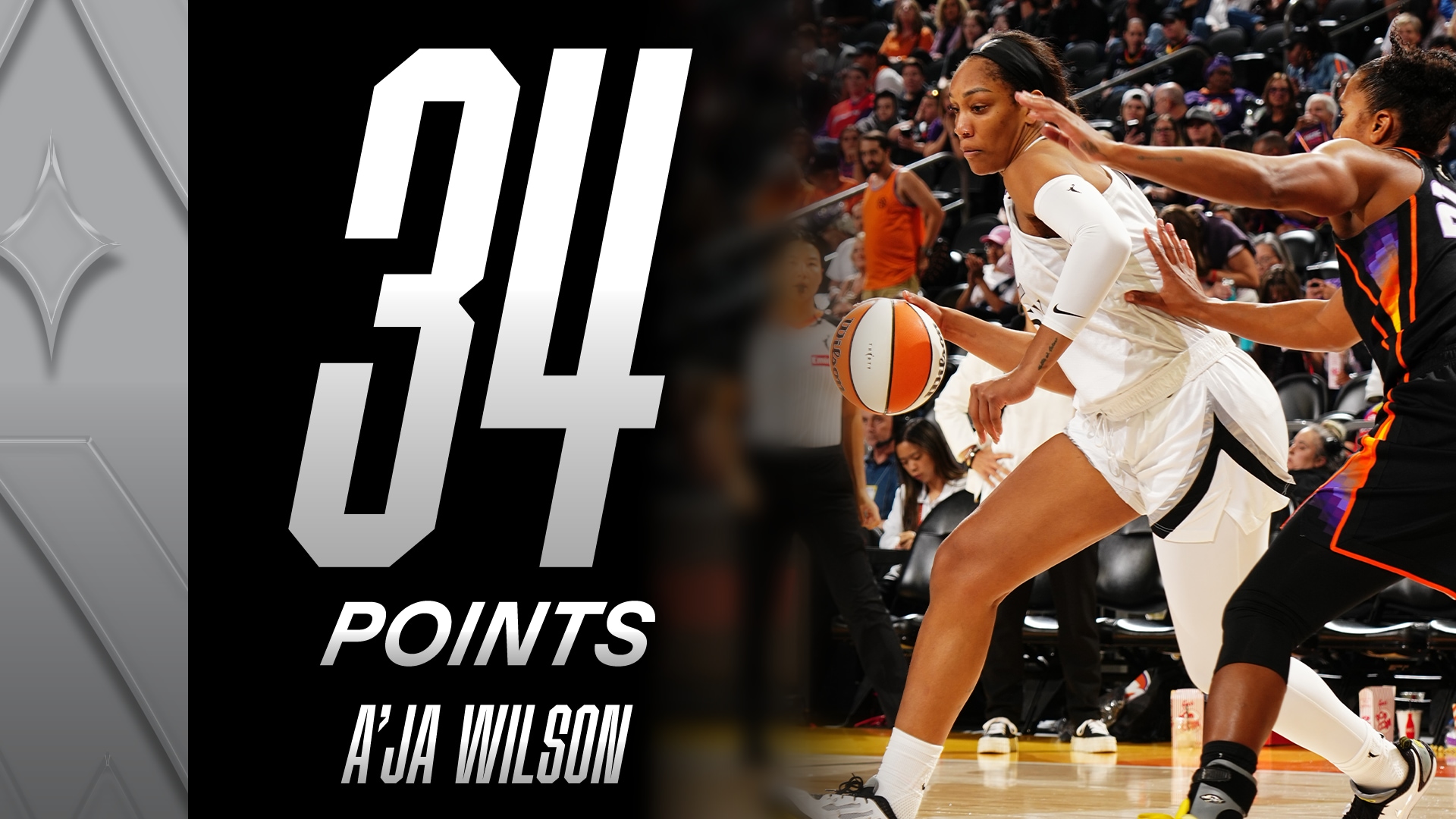 A'ja Wilson with 34 Points vs. Phoenix Mercury