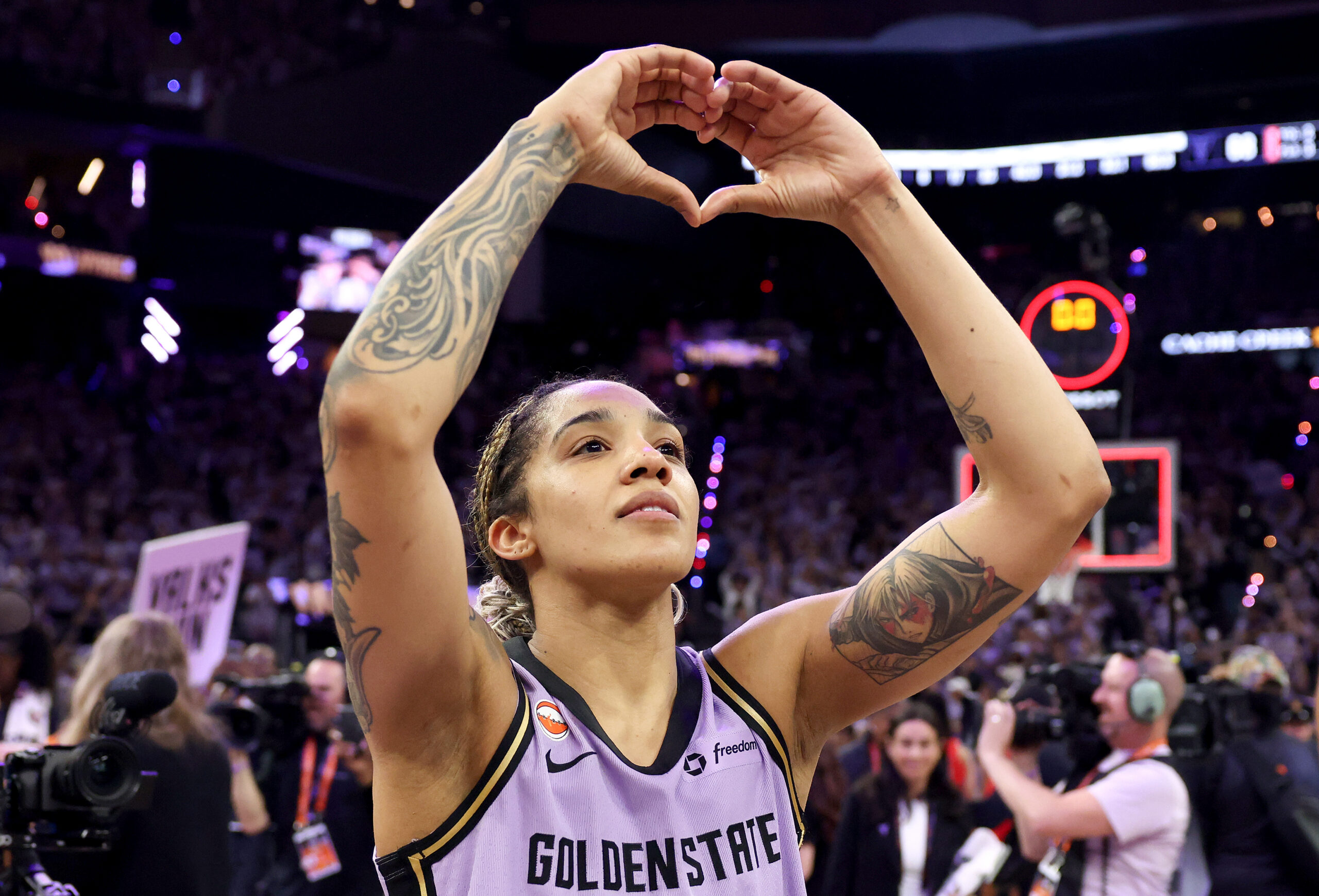 Gabby Williams of the Golden State Valkyries celebrates during the 2026 WNBA Finals