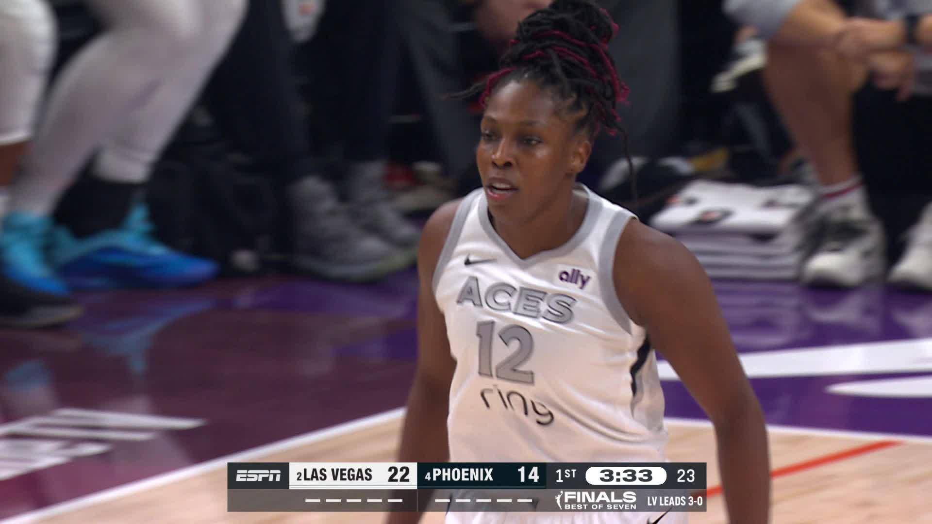 Chelsea Gray flushes a deep triple